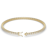 4 Carat Yellow Gold Round Shape Diamond Tennis Bracelet With Prong Setting.
